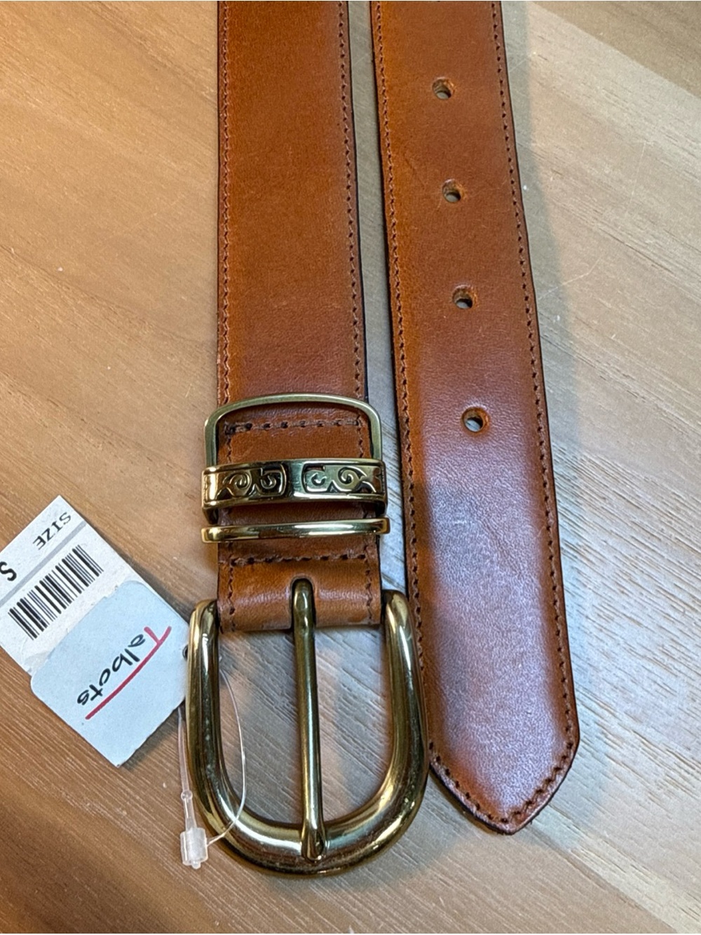 VTG NWT Talbots Brown Genuine Italian Leather Belt Western Sz S USA Brass Buckle